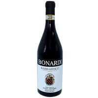 A bottle of BONARDI Barbaresco wine with a dark label, indicating it is a red wine from Piemonte, Italy.