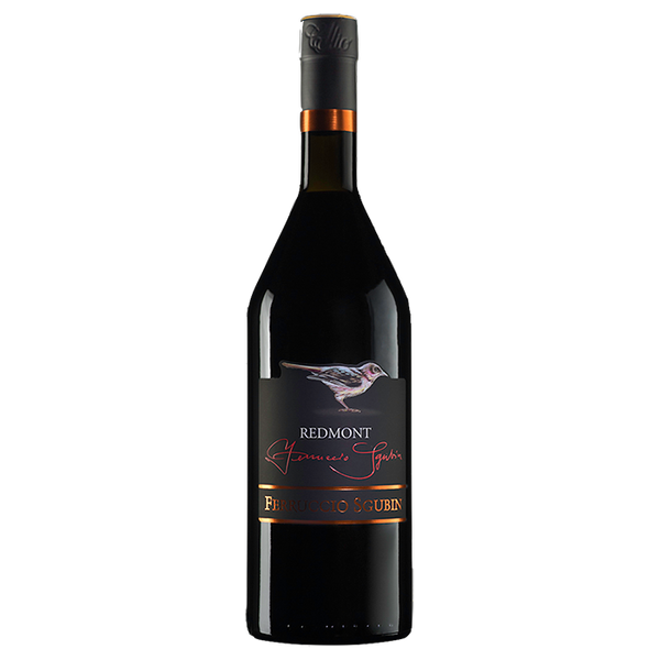 Redmont wine bottle with a black label on a white background