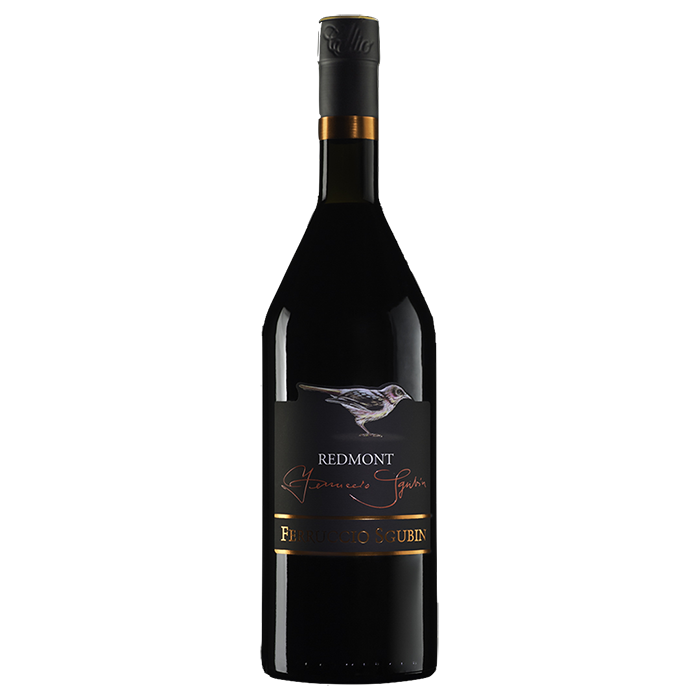 Redmont wine bottle with a black label on a white background