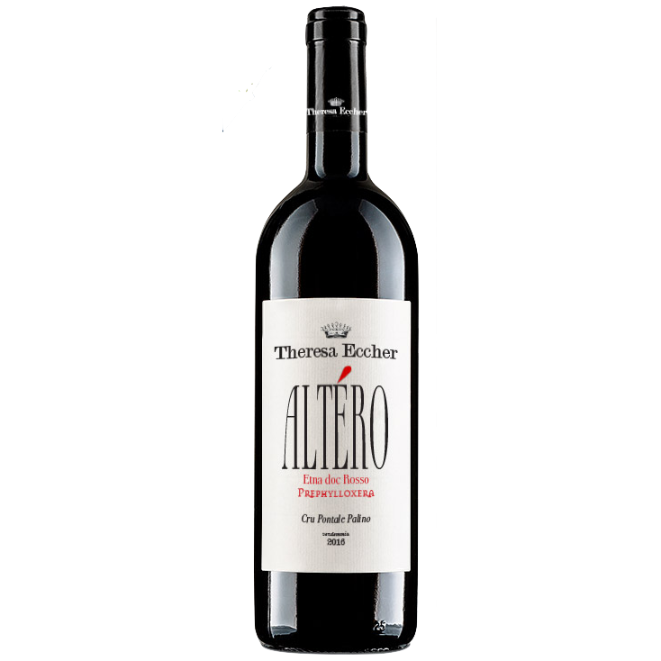 Wine bottle with 'Theresa Echler Altero' label on a white background