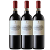 Three bottles of Chianti Riserva wine with visible labels on a white background