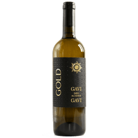Wine bottle labeled 'Gold Gavi' on a white background