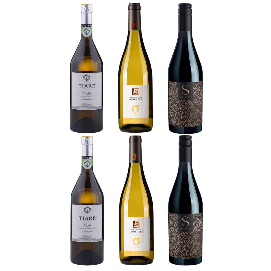 Sauvignon Blanc 6-Pack with two bottles each from Tiare, Domaine des Athénées Sigma, and S Sauvignon