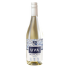 A bottle of UVA Brancacci White wine with a white and blue label, set against a plain white background.