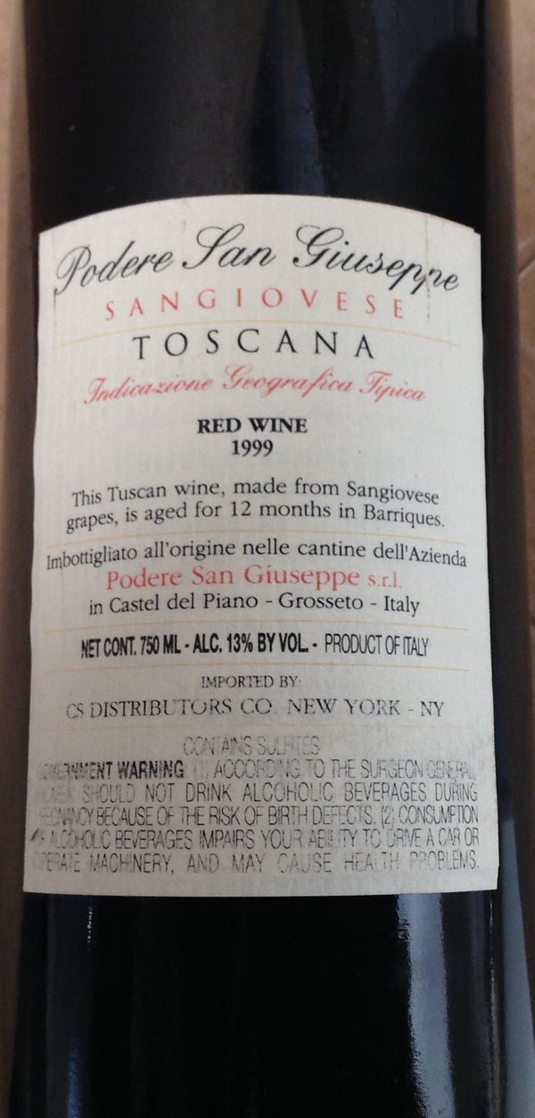 1999 Podere San Giuseppe Sangiovese Super Tuscan  IGT