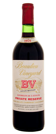 1978 Beaulieu Vineyard Cabernet Sauvignon Private Reserve Georges De Latour