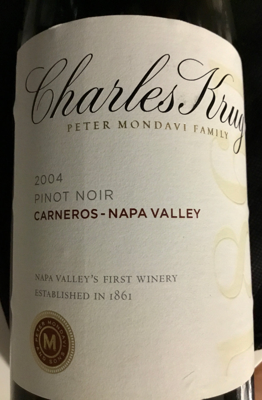 2004 Charles Krug Peter Mondavi Family Pinot Noir Carneros- Napa Valley - The Simple Wine