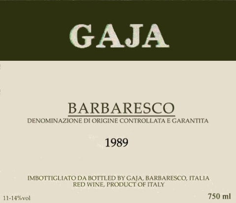 Gaja Barbaresco 1989 DOCG